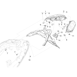 Feux arrière du Piaggio Medley 125 ABS E5 2021-2022 (EMEA)