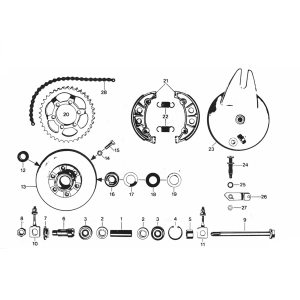 Moyeu arrière - Pignon arrière - Chaîne Zundapp 529 tous types