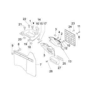 Cache batterie garde-boue arrière Vespa Lx 25km 4 temps 2 soupapes marron marron 112/A