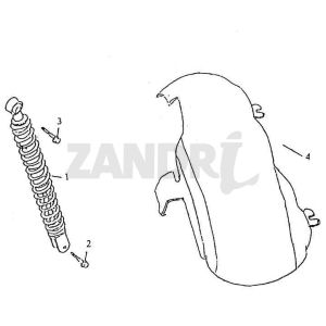 Amortisseur de garde-boue arrière BTC Grande Retro GT1 blanc noir