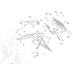 Garde-boue arrière Piaggio Medley 125 4T IE ABS E4 2016-2019 (EMEA)