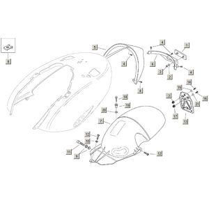 Garde-boue arrière+accessoires Aprilia Habana 2t (moteur Aprilia) 1999 - 2004