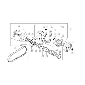 Attelage arrière - courroie trapézoïdale Kymco People 2 temps rouge