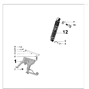 Télescope arrière et béquille Peugeot Kisbee RS Matt Black