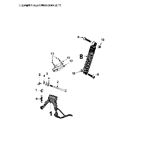 Ressort arrière et béquille Peugeot Citystar 50 marron