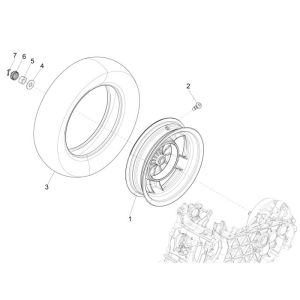 Roue arrière Vespa Primavera 25 km 4 temps 2 soupapes