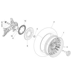 Roue arrière Piaggio Beverly 300 IE ABS E4 2016 - 2020 (EMEA)