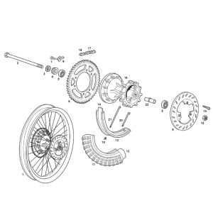 Roue arrière Derbi Senda R ancien modèle