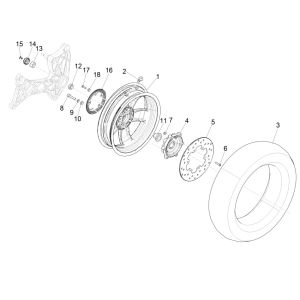 Roue arrière Vespa GTS 300 HPE 4T 4V IE ABS E4 2019 (EMEA)
