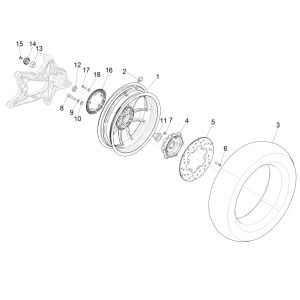 Roue arrière Vespa GTS 125 4 temps IE ABS Euro4 2016-2018