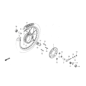 Roue arrière - Pignon arrière Honda MT50