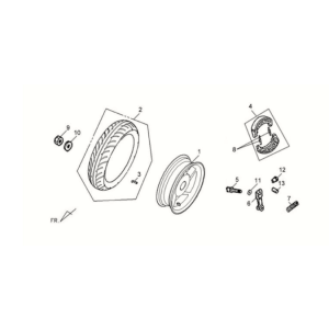 Roue arrière/béquille centrale Sym Fiddle II 125S