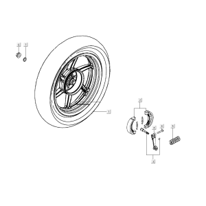 Roue arrière Kymco Super8 Street 50i E4 Matt Grey