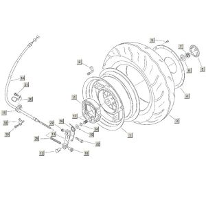 Roue arrière+accessoires Aprilia Habana 2t (moteur Aprilia) 1999 - 2004