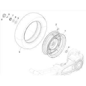 Roue arrière de la Vespa Elettrica 25/KMH SCH E5 2021 (EMEA)