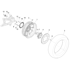 Roue arrière Vespa GTS 125 4T E5 ABS 2021 (EMEA)