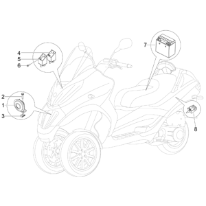 Interrupteur à distance - Pile - Klaxon Piaggio MP3 300LT Sport 2009-2014