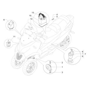 Interrupteurs à distance - Batterie - Horn MP3 500 LT Sport 2014-2016