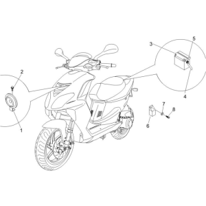 Interrupteurs à distance - Pile - Klaxon Piaggio NRG Power DD 2007-2017