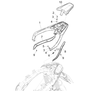 porte-bagages arrière Piaggio Medley 125 ABS E5 2021-2022 (EMEA)