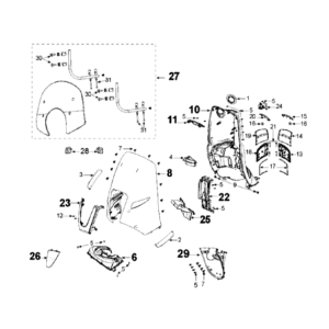Bekleding voorzijde Peugeot Django 125 Allure E3 2014-2017 BLACKCURRANT (Q3)