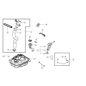 Réservoir de carburant Kymco Agility 16'+ injection 4 temps euro4 rouge
