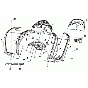 Placage Sym Mio 50I (GY-7450U BK-001C) gris noir