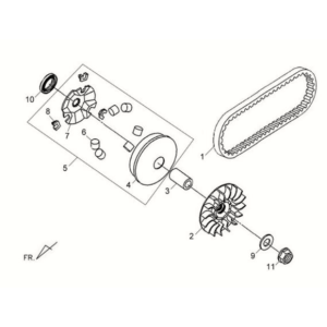 Bride mobile/courroie trapézoïdale Sym Fiddle II 125S