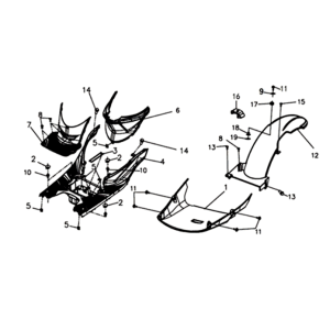 Plaque de pied/couvre-cadre Sym Symphony ST 125I E4 bleu/noir/argent (BU-280S/BK-001C/S-882U)