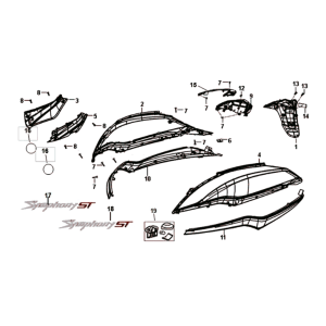 Placage Sym Symphony ST 125I E4 bleu/noir/argent (BU-280S/BK-001C/S-882U)