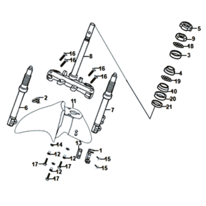 Fourche avant/garde-boue avant/casque Sym Symphony ST 125I E4 bleu/noir/argent (BU-280S/BK-001C/S-882U)