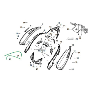 Couvre-carrosserie et feu arrière Sym E-Fiddle Icy White (WH8028P)