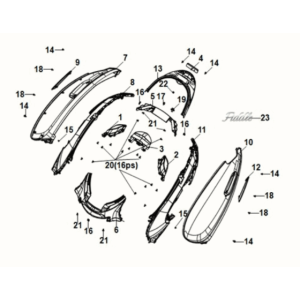 Body cover - tail light Sym Fiddle IV 125i LC ABS E5 2020-2021 PETROL GREEN (GN-546U)