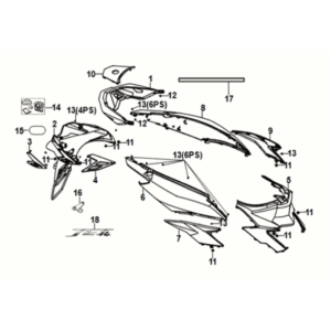 Body cover Sym Jet 14 125I AC E5 2021-2024 MATT BROWN (BR-497U)