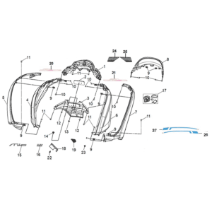 Housse de carrosserie Sym Mio 50I E5 gris/noir (GY-7450U/BK-001C)