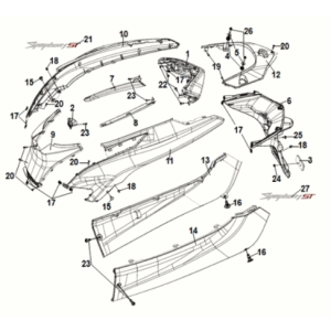 Couvre-feu arrière Sym Symphony ST E5 gris/rouge (GY-010U)