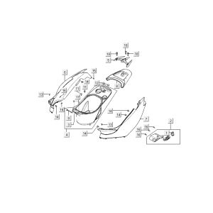 Selle Box Kymco Super9 2t coque lcd mat noir-rouge