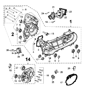 Carter moteur Peugeot Jet Force LC Injection Rouge-Carter-Peugeot-Jet-Force-LC-Injectie-Rood