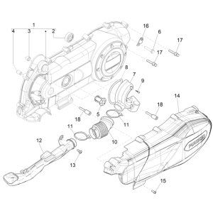 Couvercle de carter moteur - Refroidissement du carter moteur 4 temps Piaggio Liberty 50