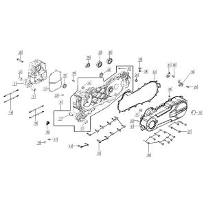 Couvercle de carter moteur Kymco Agility 16'+ injection 4 temps euro4 Rouge