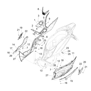 Couvercle central - MarchepiedPiaggio Medley 125 ABS E5 2021-2022 (EMEA)