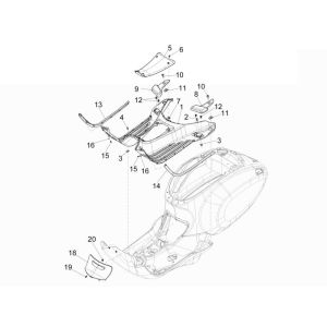 Marchepied Vespa Primavera 4 temps 2 soupapes bleu 260/A