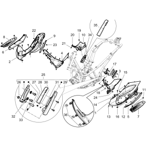 Capot central - Piaggio Beverly 125 RST 4T 4V IE E3 2010-2015 (EMEA)