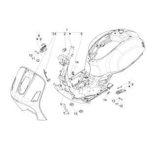 Châssis/cadre Vespa GTS 300 ie 2008-2016 (avec et sans ABS) dragon rouge 894