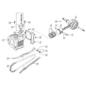 Cylindre vilebrequin Kymco VP50 4t ac techo argent