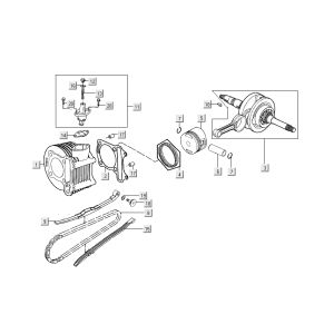 Cylindre de vilebrequin Kymco People S 4 temps Gris mat