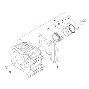 Cylindre Vespa Lx 45km 4 temps 4 soupapes