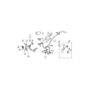 faisceau de câbles de verrouillage d'allumage Kymco Super9 ac o.m 2 temps noir mat rouge