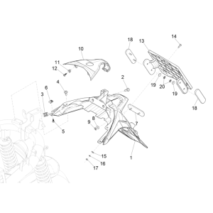 Capot arrière - Piaggio Medley 125 ABS E5 Mudflap 2021-2022 (EMEA)