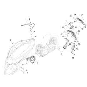 Capots arrières - Piaggio Beverly 300 4T 4V HPE ABS E5 2021-2022 (EMEA)